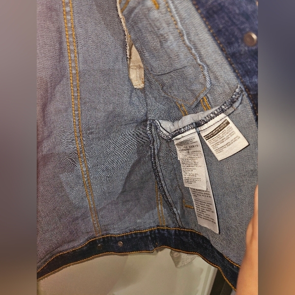 Levis Jean Jacket Boys Girls Blue Denim Gray Hoodie W. Hood Sizs XS BNWTs - Picture 5 of 6